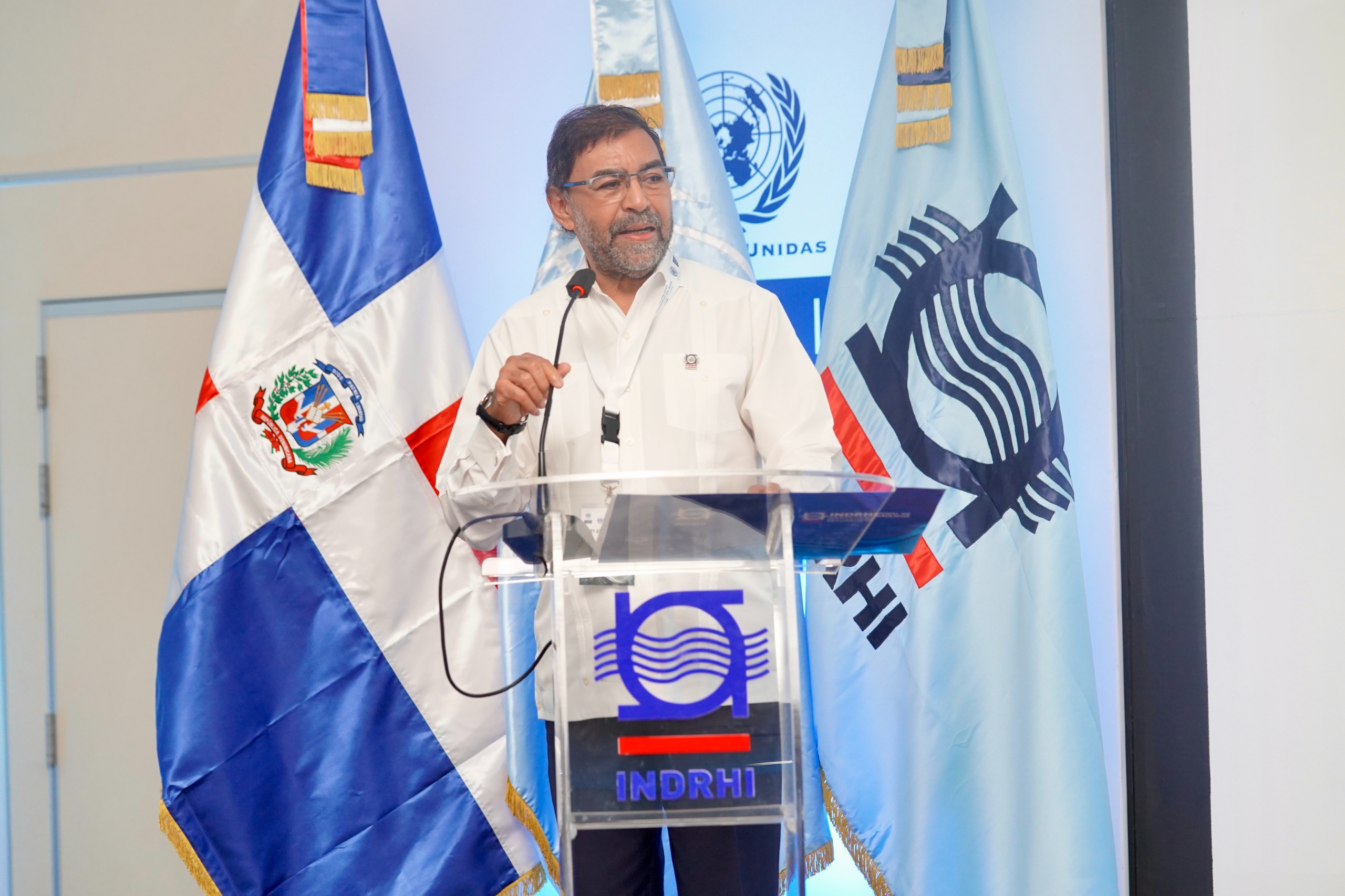 Olmedo Caba Romano, titular del INDRHI, durante su intervención en la apertura de los VI Diálogos Regionales del Agua.